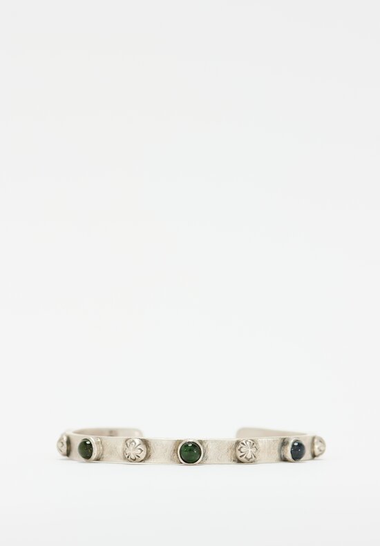 Miranda Hicks Sterling Button & Stone Cuff	