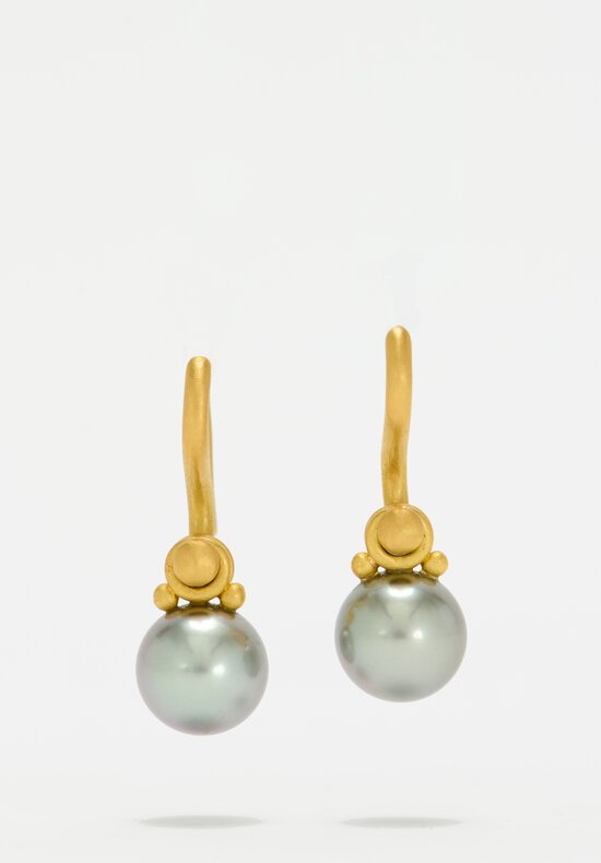 Denise Betesh 22k, Tahitian Pearl Drop Earrings	