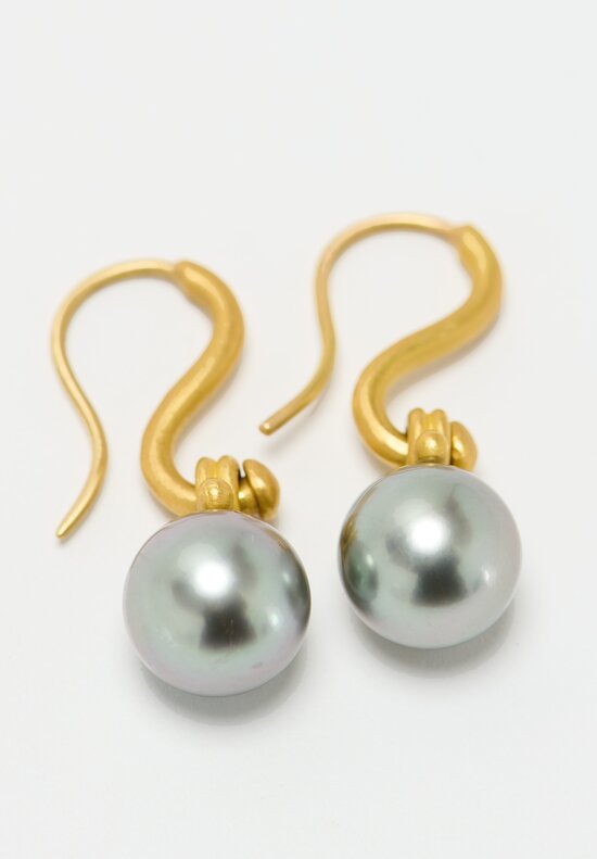 Denise Betesh 22k, Tahitian Pearl Drop Earrings	