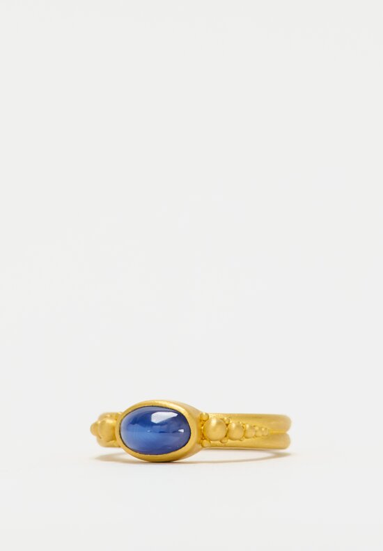 Denise Betesh 22k Granules, Oval Sapphire Cabochon Ring	