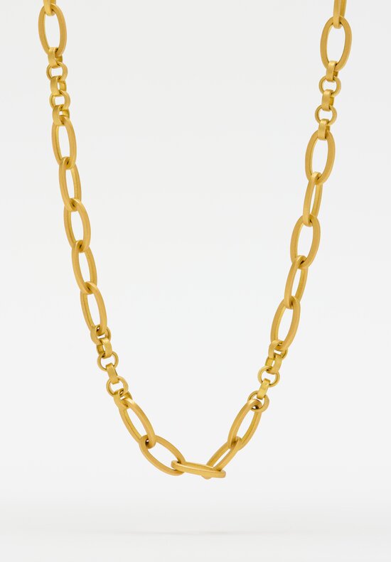 Denise Betesh 22k, Handmade Alternating Links Necklace with Diamonds	