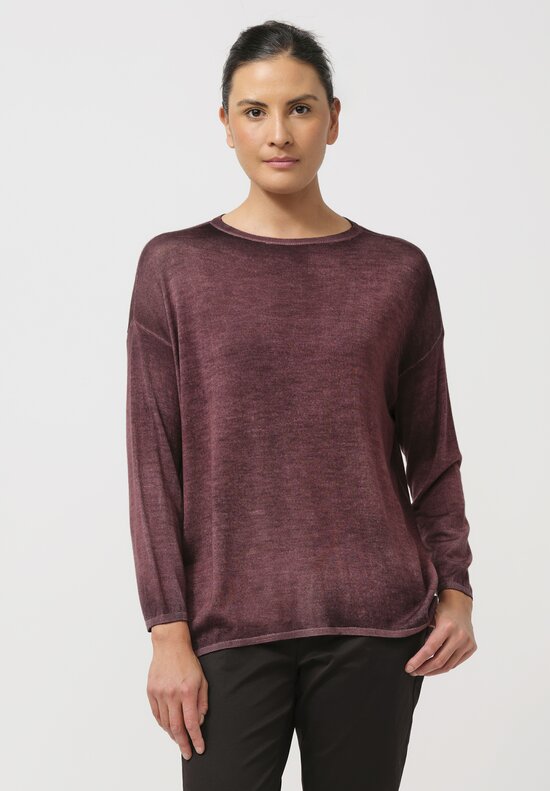 Avant Toi Cashmere & Silk Maglia Barchetta Sweater in Nero Agata Purple