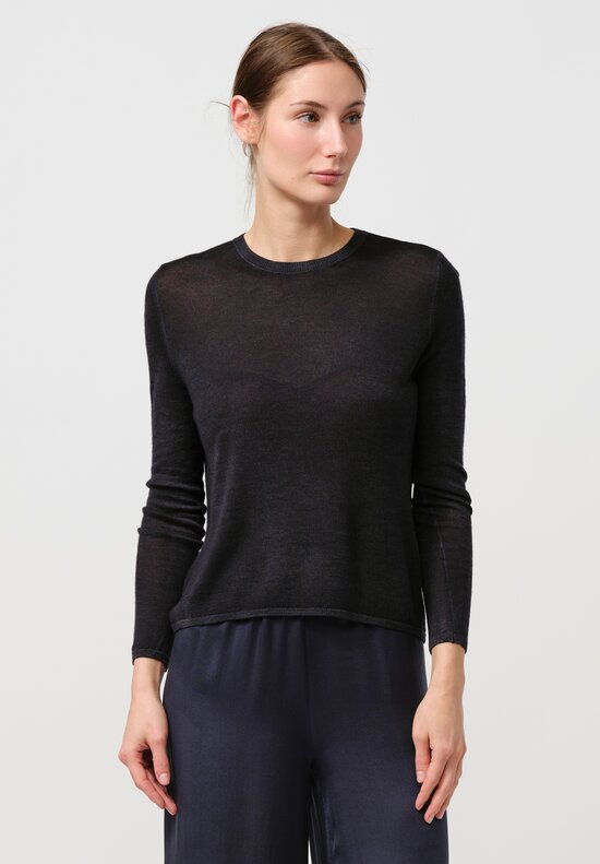 Avant Toi Cashmere & Silk Nuova Barchetta Sweater in Nero Navy Blue	