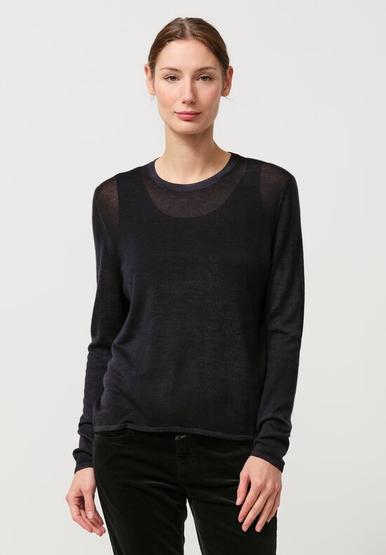 Avant Toi Cashmere & Silk Nuova Barchetta Sweater in Nero Navy Blue	