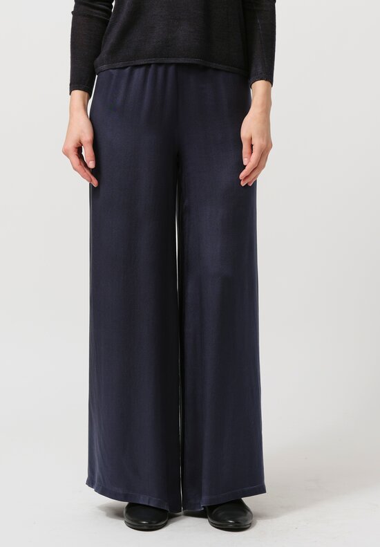 Avant Toi Silk Palazzo Pants in Nero Blue Navy	