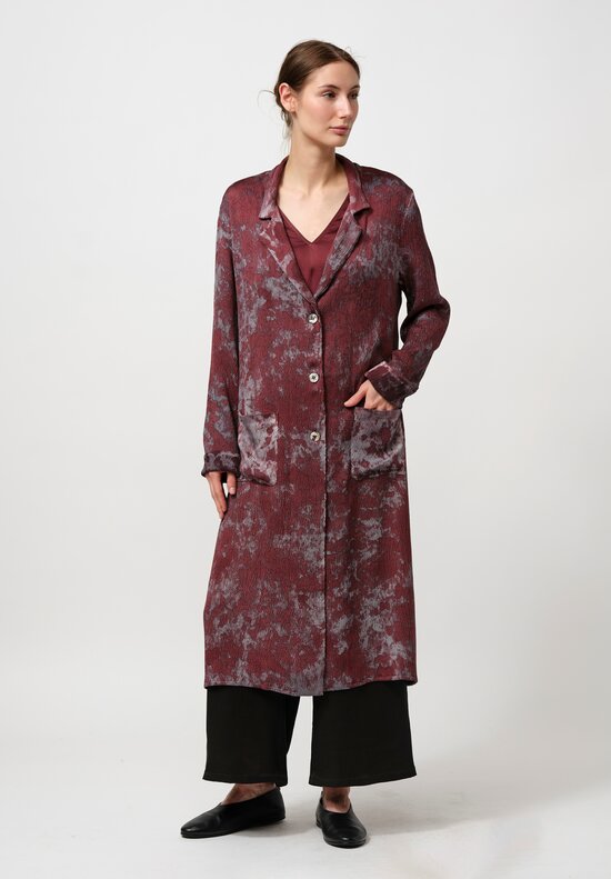 Avant Toi Puckered Silk Martellata Cardigan in Silver & Agata Purple	