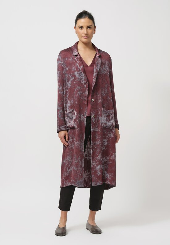 Avant Toi Puckered Silk Martellata Coat in Silver & Agata Purple