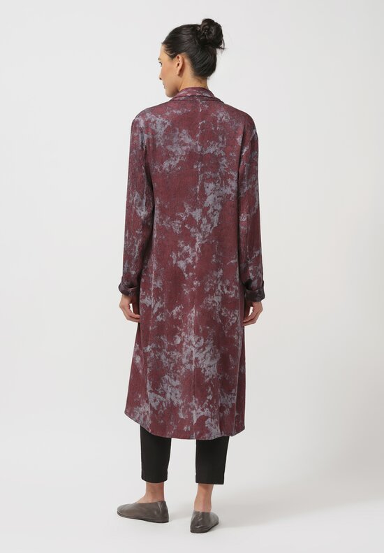 Avant Toi Puckered Silk Martellata Coat in Silver & Agata Purple