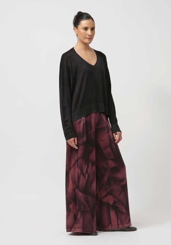 Avant Toi Silk Sfumature Palazzo Pants in Nero Agata Purple