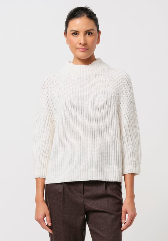 Iris Von Arnim Stonewashed Cashmere Fallou Sweater in Off White	