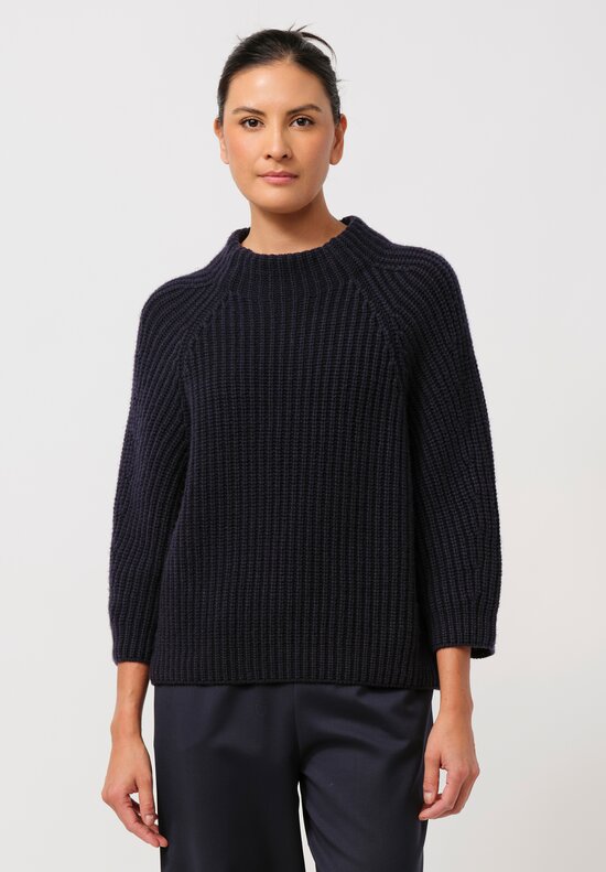 Iris Von Arnim Stonewashed Cashmere Fallou Sweater in Navy Blue	