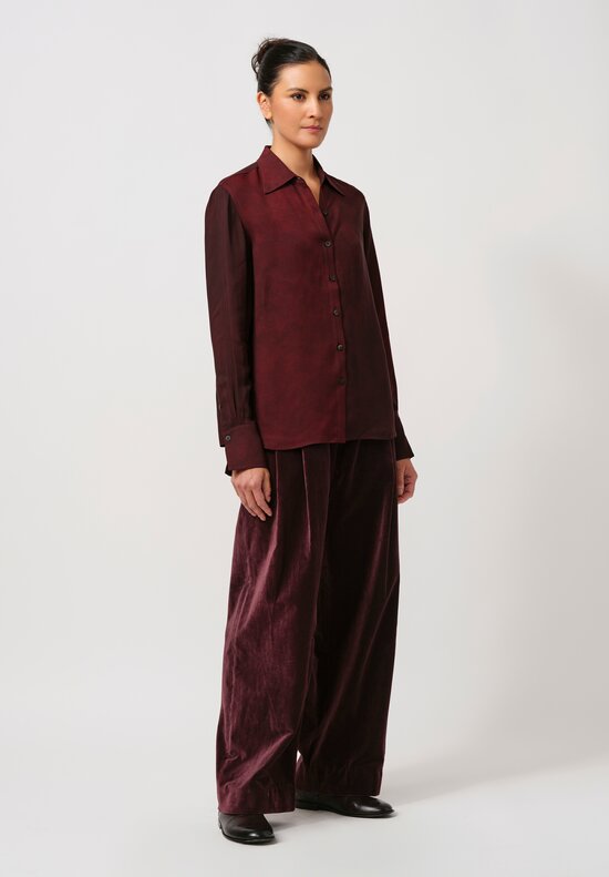 Ziggy Chen Cotton Velvet Pants in Aubergine Purple	