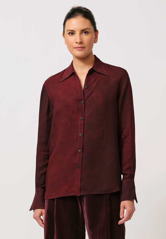 Ziggy Chen Shirt in Merlot Red	