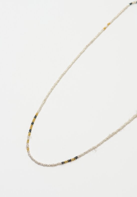 Stephanie Schneider 17 Handwoven Silver, Oxidized Silver, Gold & Mohair Necklace	