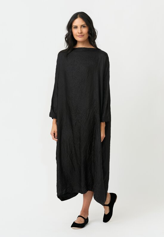Daniela Gregis Washed Silk Monday Abito Dress in Nero Black