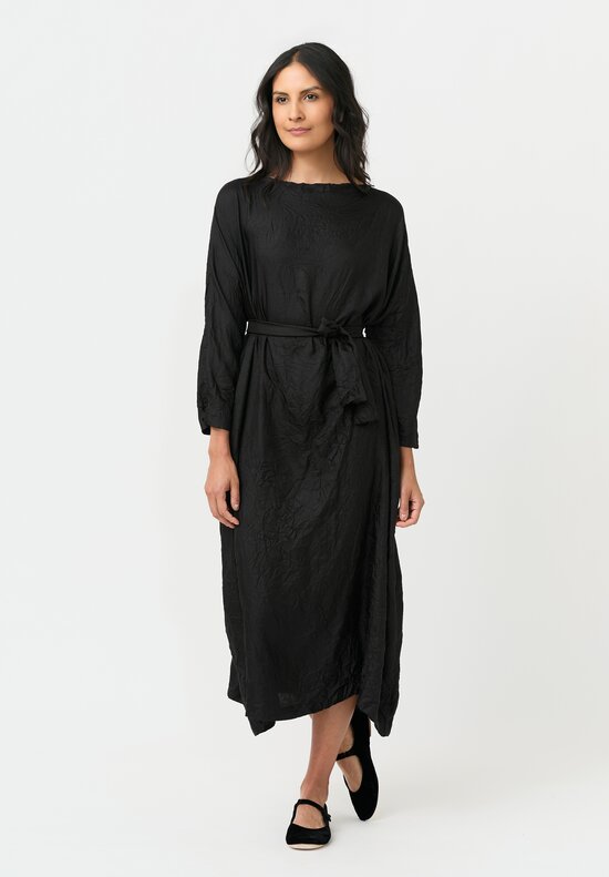 Daniela Gregis Washed Silk Monday Abito Dress in Nero Black