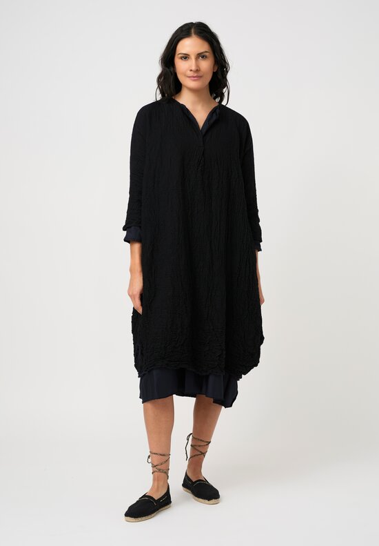 Daniela Gregis Washed Cotton Reversible Abito Venti Dress in Nero Navy Blue & Black