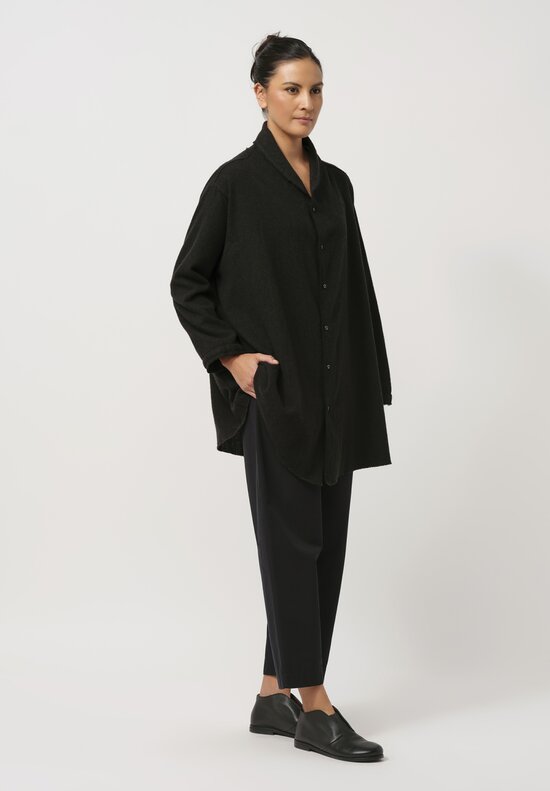 Kaval Cashmere Etamine Shirt in Black	