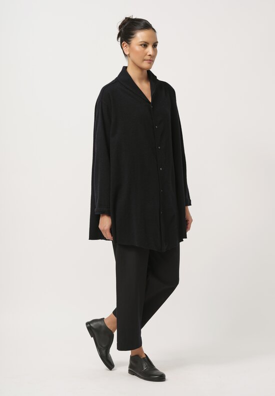 Kaval Cashmere Etamine Shirt in Dark Navy	