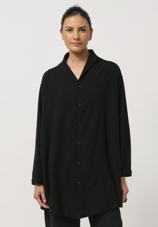 Kaval Cashmere Etamine Shirt in Dark Navy	