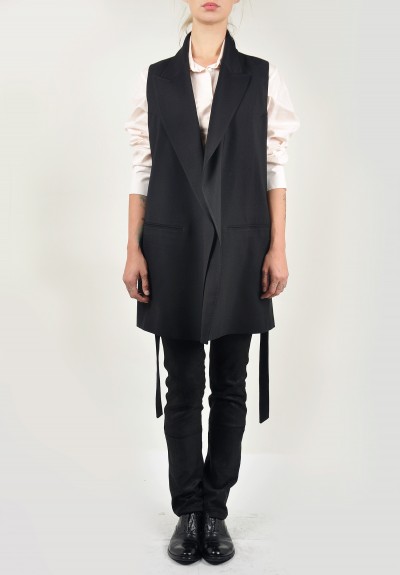 Ann Demeulemeester Long Belted Vest in Black | Santa Fe Dry Goods ...