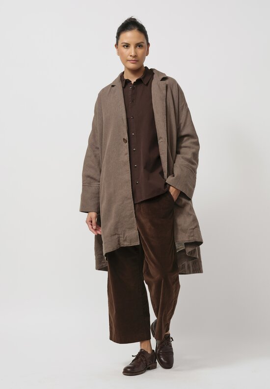 Kaval Broken Twill A-line Coat in Beige	