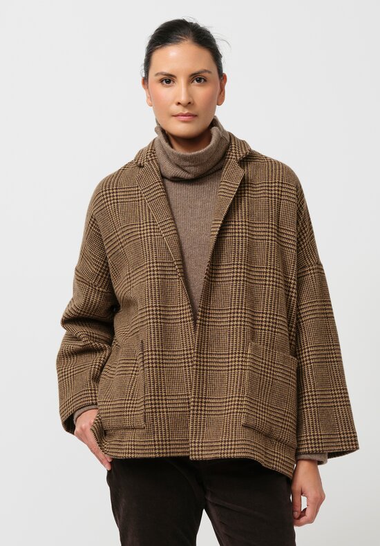 Daniela Gregis Gladiolo Jacket in Houndstooth Brown & Black