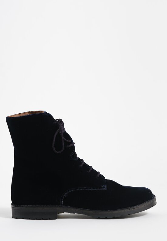 Daniela Gregis Cotton Velvet Anfibio Boots in Navy Blue	