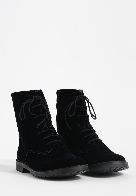 Daniela Gregis Cotton Velvet Anfibio Boots in Navy Blue	