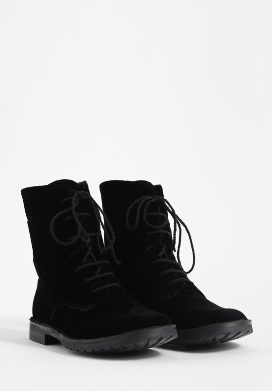 Daniela Gregis Fleece Lined Suede Anfibio Boots in Nero Black	