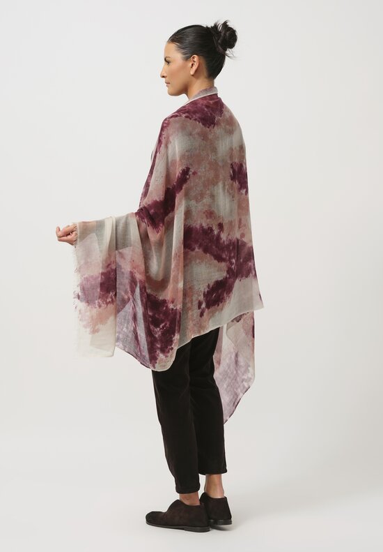 Avant Toi Hand-Painted Cashmere Nuvola Scarf in Quarzo Purple & Grey	