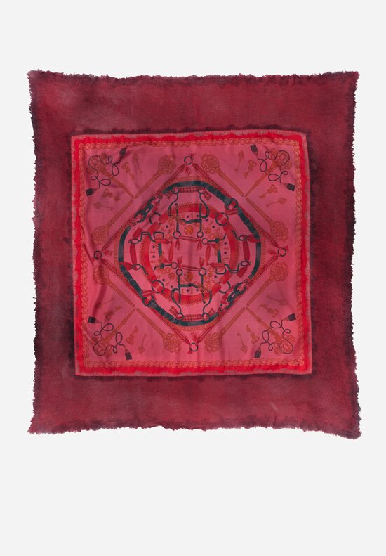 Avant Toi One-of-a-Kind Cashmere & Silk Quadrello Scarf in Camellia Red Bridles	