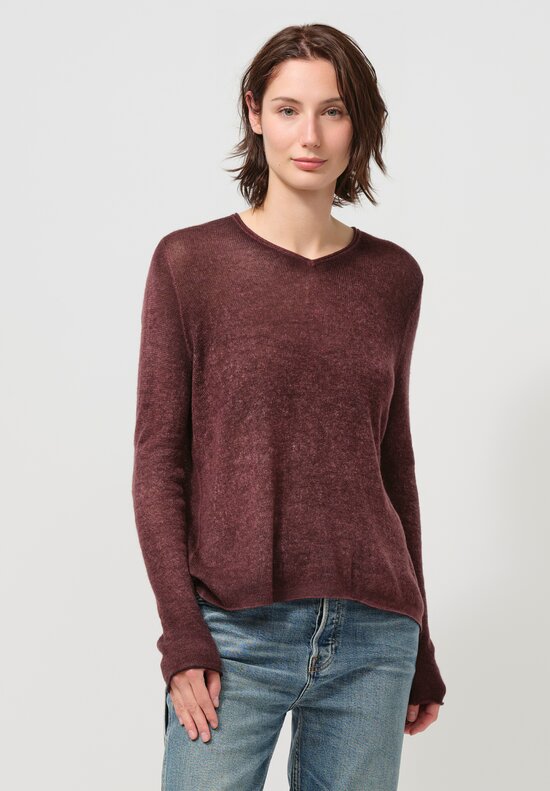 Avant Toi Cashmere V-Neck Garza Sweater in Nero Agata Purple