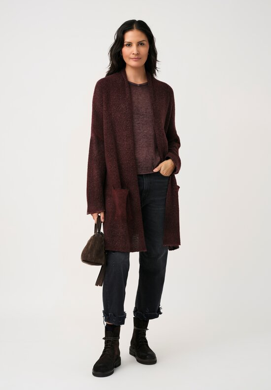 Avant Toi Cashmere V-Neck Garza Sweater in Nero & Agata Purple