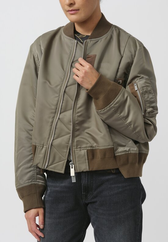 Sacai Nylon Twill Bomber Jacket in Army Green