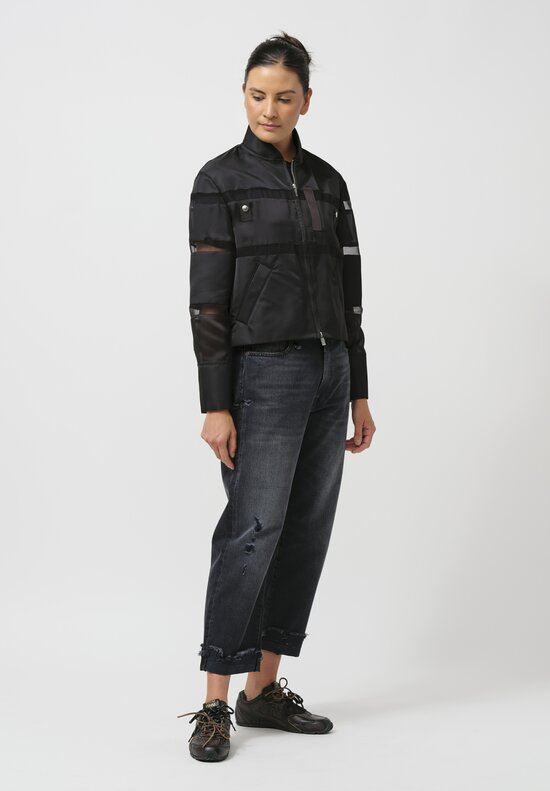 Sacai Paneled Nylon Twill & Mesh Blouson Jacket in Black