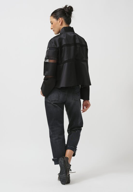 Sacai Paneled Nylon Twill & Mesh Blouson Jacket in Black