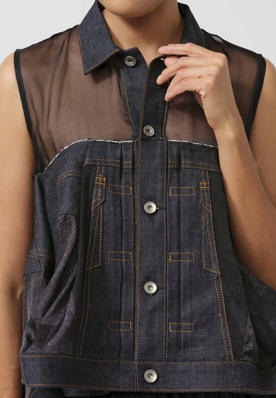 Sacai Sheer Denim Panel Shirt