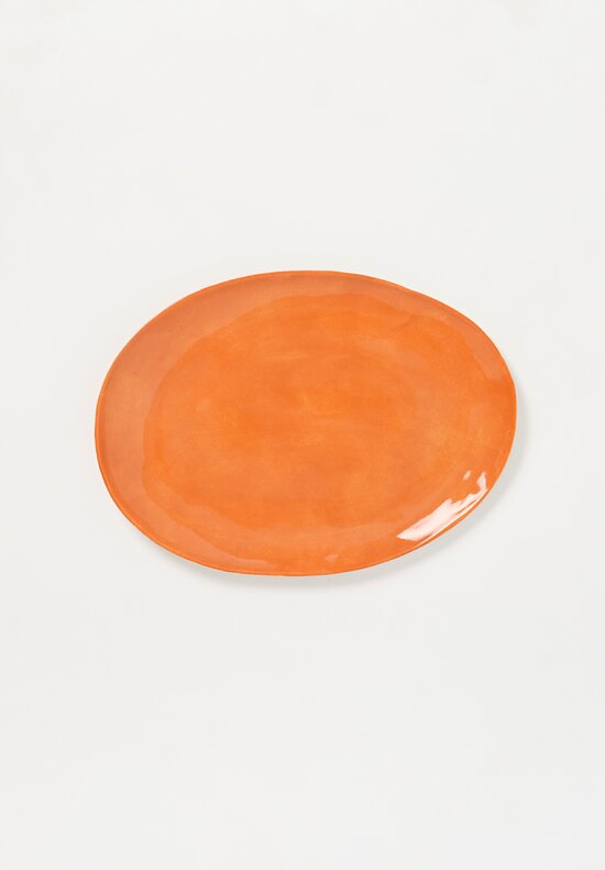 Stamperia Bertozzi Handmade Porcelain Medium Oval Barchetta Plate Arancio Orange