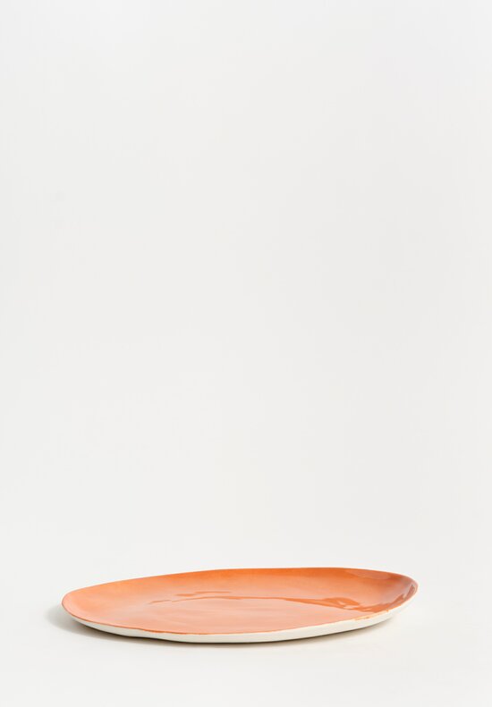 Stamperia Bertozzi Handmade Porcelain Medium Oval Barchetta Plate Arancio Orange
