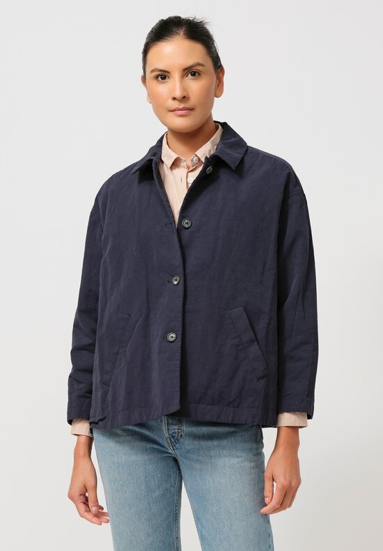 Bergfabel Cotton & Linen Uli Jacket in Navy Blue