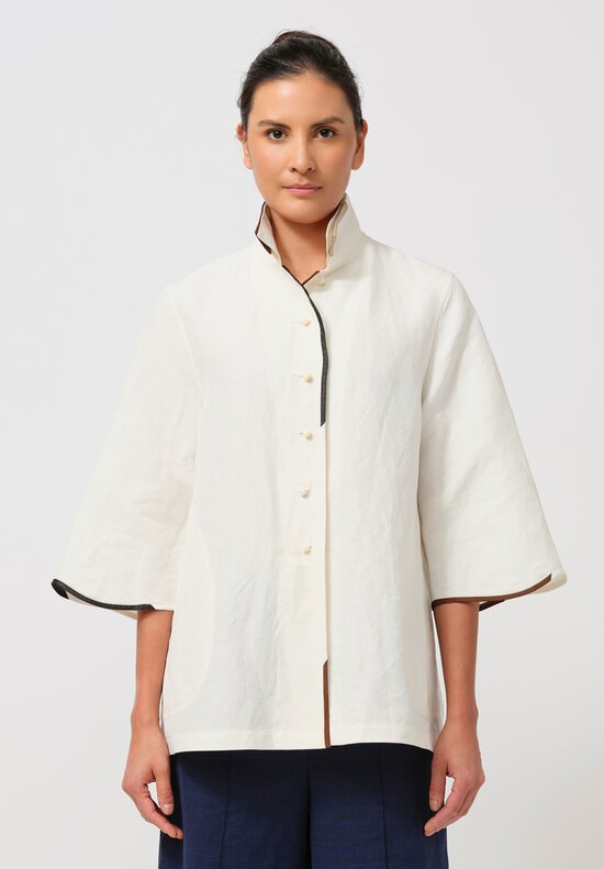 Sophie Hong Silk Button-Down Shirt in Ivory