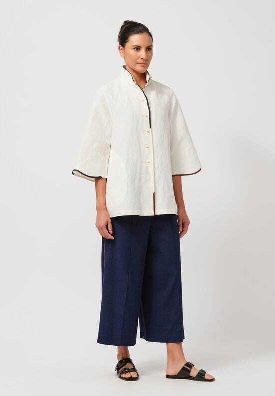 Sophie Hong Silk Button-Down Shirt in Ivory