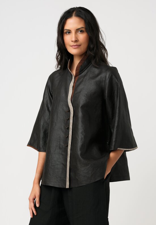 Sophie Hong Mud Silk Glass Bead Button-Down Shirt