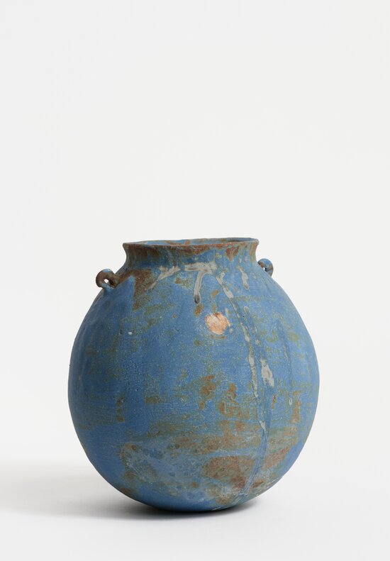 Nobue Ibaraki XXXL Round Vase Poignées in Weathered Lapis Blue	