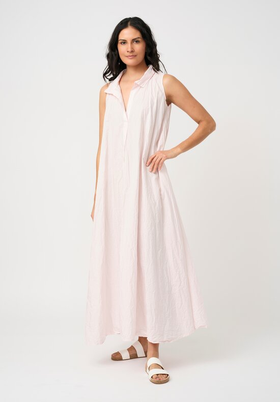 Daniela Gregis Washed Cotton Spicchi Colletto Sleeveless Dress in Rosa Pink
