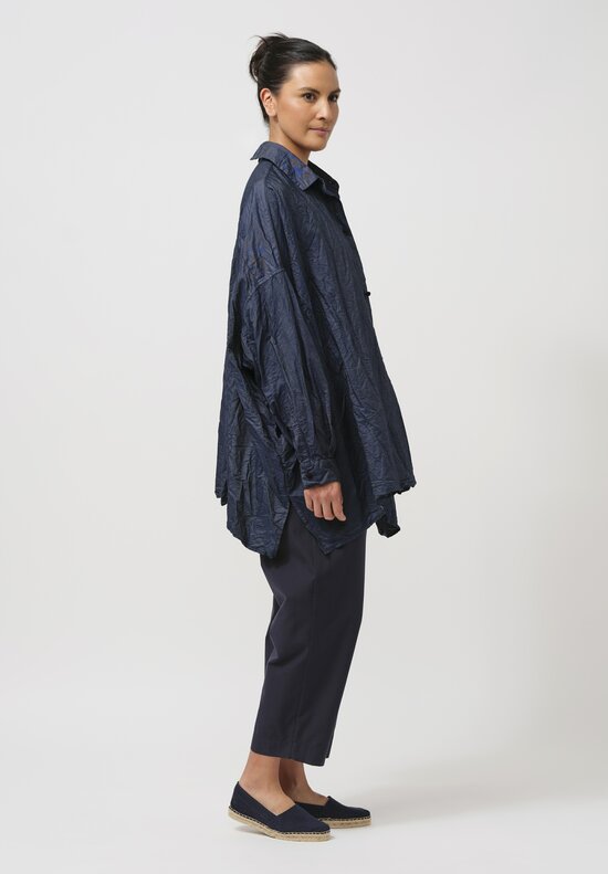 Daniela Gregis Washed Cotton Uomo Larghissima Shirt in Navy Blue Denim