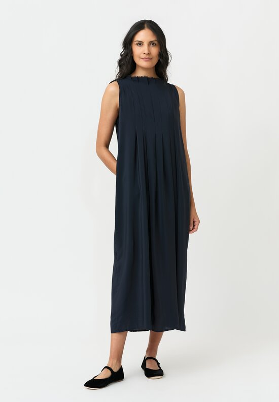 Daniela Gregis Silk Swallow Pinafore Dress in Avio Blue