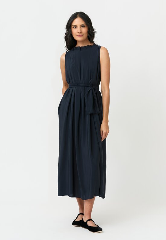 Daniela Gregis Silk Swallow Pinafore Dress in Avio Blue