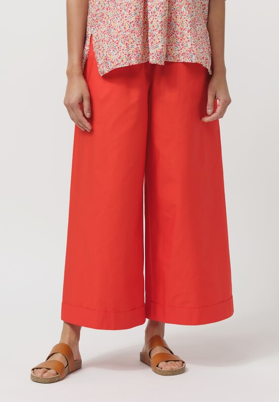 Daniela Gregis Cotton Pigiama Tasche Pants in Arancio Red